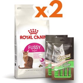 Resim Royal Canin Fussy Exigent Seçici Kedi Maması 4 Kg x 2 Adet + 2 Adet Crocus Cream Ödül 4x15 Gr 