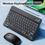 Resim İnce Kablosuz Klavye ve Fare Seti, Taşınabilir BT Klavye ve Fare Kombosu, iPad, Tablet, Dizüstü Bilgisayar, Ofis Bilgisayarı Klavyesi için Uygun. 