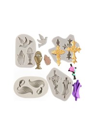 Resim Neevoyu Silikon Baptizma Pasta Dekorasyon Kalıbı - Güvercin Ve Kilise Tema, 4'lü Set, Çikolata, Fondant, Tatlı İçin Isı Dayanıklı 