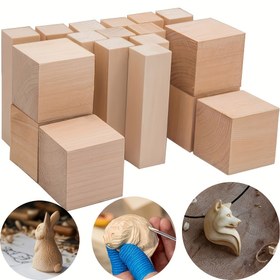 Resim 14 adet/18 adet/16 adet - Ladin Ağacı Oyma, Yüksek Kaliteli Ladin Ağacı Oyma Kesme Blokları, Ahşap Oyma Kesme Blokları Hobi DIY Ahşap El Sanatları Seti 