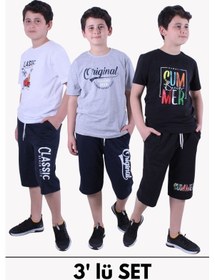 Resim Panios Kids 3lü Erkek Çocuk Tişört-kapri Baskılı Alt-üst Takım Çok Renkli 