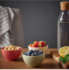 Resim 3 Parça Kase Seti, Meridyendukkan Çok Renkli, 10 Cm 3 Parça Çerezlik Stoneware 