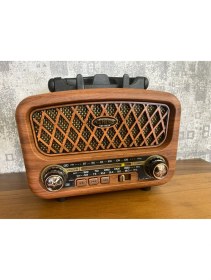 Resim Renkli Eskitme Nostalji Tasarımlı Bluetooth Radyo Fm-Sd-Aux 1965A 