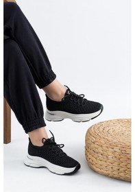 Resim Guja İthal Özel Tasarım Triko Kadın Spor Ayakkabı 24y309-3 Siyah-siyah Siyah 