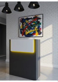 Resim Resital Ledli Karşılama Bankosu G-90 Cm Ofis Kasa Resepsiyon Masası Banko-003-4-1 
