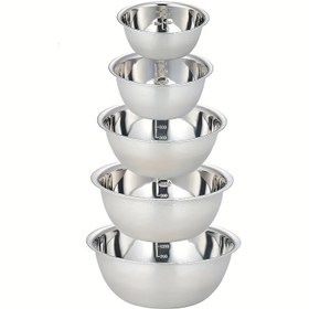 Resim 5'li Set, Paslanmaz Çelik Karıştırma Kasesi, Ölçekli Pişirme Kasesi, Pişirme, Fırınlama, Hazırlık İçin Harika, Evde Kullanım İçin Mutfak Kasesi, Yıkama Kasesi, Meyve Kasesi, Noodle Kasesi, Mutfak Aksesuarları, Fırınlama Araçları 