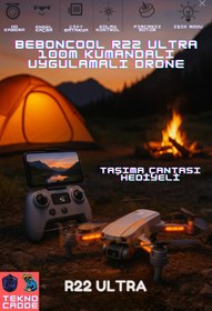 Resim beboncool R22 Işıklı 100M Çift Batarya Taşıma Çantalı HD Çift Kameralı Kumandalı Drone 