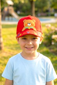 Resim AYDINER TEKSTİL 3D Happy Bear Ayıcık Figürlü Eğlenceli Erkek Çocuk Şapka 