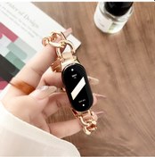 Resim Xiaomi Smart Band 9 Nfc/9/8 Nfc/8 İçin Zincir Askı Konektörlü Çinko Alaşımlı Metal Akıllı Saat Bantları - Pembe Altın 