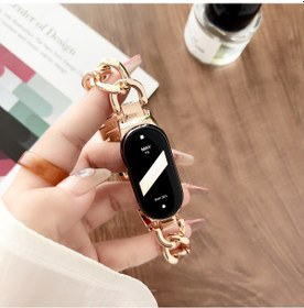 Resim Xiaomi Smart Band 9 Nfc/9/8 Nfc/8 İçin Zincir Askı Konektörlü Çinko Alaşımlı Metal Akıllı Saat Bantları - Pembe Altın 