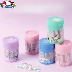 Resim Sanrio Kulomi Pamuklu Çubuklar - Spiral ve Düz Uçlu Hipoalerjenik, Pastel Renkler, Sevimli Karakter Tasarımı ile Kulak Temizliği & Çok Amaçlı Kullanım için 