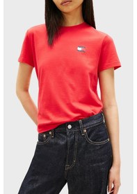 Resim Tommy Jeans Pamuklu Sırt Baskılı Regular Fit Bisiklet Yaka T Shirt Bayan T Shirt Dw0dw22274 Xk3 Kırmızı Kirmizi 