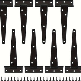 Resim 8 adet 15.24cm Ağır Hizmet Tipi T-Askılı Kulplar - Paslanmaz Siyah Demir, Kapılar, Ahırlar & Bahçe Kapıları için Cilalı Bitişli Modern Tarz - Montaj Donanımı Dahil 