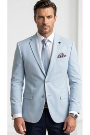 Resim Plus Scorpion Erkek Slim Fit Çift Düğme Çift Yırtmaçlı Blazer Ceket - Premium Dokulu Kumaş 