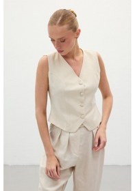 Resim Sateen Keten Yelek - Taş-136282 Taş 