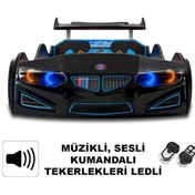 Resim inegoldeneve BMW - M7 - Siyah Arabalı Yatak, Kumandalı, Işıklı, Sesli 