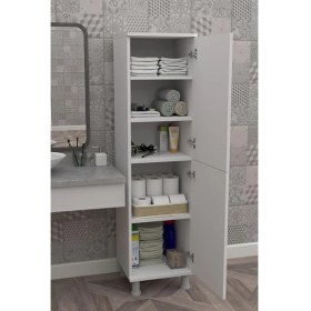 Resim Lidyahan Store Mobilya Çok Amaçlı Kapaklı Raflı Mutfak Balkon Kiler Banyo Erzak Dolabı 