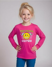 Resim Fyk Kids Kız Çocuk Emoji Baskılı Yuvarlak Yaka Sweatshirt Fuşya 