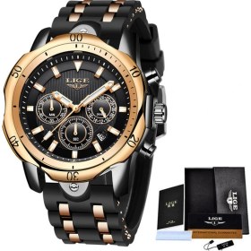 Resim Hanyang Gül Altın Siyah Relogio Masculino Yeni Moda Izle Erkekler Lıge Üst Marka Spor Saatler Erkek Su Geçirmez Kuvars Saat Adam Rahat Askeri Kol Saati (Yurt Dışından) 