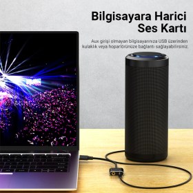 Resim VegGieg USB Ses Kartı 3.5mm Kulaklık ve Mikrofon Girişli 