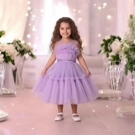 Resim Ahsenim Bebe Göğüs Fırfırlı Kız Çocuk Abiye Elbise 5-10 Yaş 