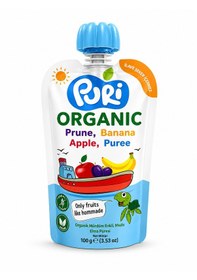 Resim Organic %100 Organik Meyve Püresi Mürdüm Erik Muz Elma 100 G İlave Şekersiz 