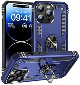 Resim Apple iPhone 15 Pro Max Kılıf Yüzüklü Standli Tank Kapak ile uyumlu 