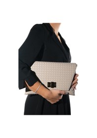 Resim Maorı Bej Örgü Kadın Clutch Çanta 