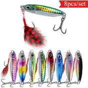 Resim 8 Parça Set Metal Jig Kıyı Döküm Yem Tuzlu Su Balıkçılığı Yapay Yemi 