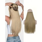 Resim 55.88cm No-Crease Sentetik Saç Uzatma, Uzun Kıvırcık Balık Hattı Stili, Yüksek Sıcaklık Elyafı, Kadın Gizli Saç Parçası, Doğal Görünüm, Kolay Uygulama, Her Gün Saç Parçası | Balık Hattı Stili | Çok Yönlü Saç Uzatma, Sentetik Saç 