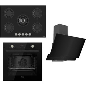 Resim Ferre Flowart Serisi QMS63CS - RS035 - D063 Siyah Ankastre Set 