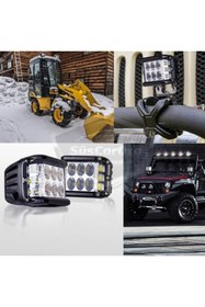 Resim caralp Off Road Led Lamba Delici Yayıcı Beyaz-Beyaz Flaşlı Kare Sis Farı Projektör 45W 12 Led Metal Arazi Ç 