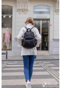 Resim Mygeppetobag Yıkama Deri Kadın Sırt Çantası Siyah 