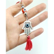 Resim Biuti Kırmızı Hamse / Fatma Ana Eli Nazar Boncuğu Araba Dikiz Ayna Süsü El Yapımı Cam Hediyelik Aksesuar 