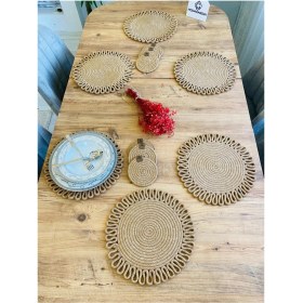 Resim Jütex Home Jüt Hasır Amerikan Servis Supla ve Bardak Altı 12 Parça 