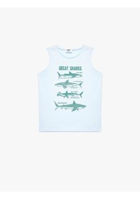 Resim Koton Bisiklet Yaka Kolsuz Pamuklu Mavi Erkek Çocuk Kolsuz T-shirt 6skb30006tk 