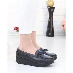 Resim Neyna 015 Siyah Fiyonklu Günlük Dolgu Topuk Kadın Ayakkabı-siyah 