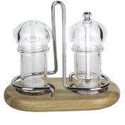 Resim Ultraform Ahşap Standlı Akrilik Tuzluk Biberlik Seti 11 Cm 