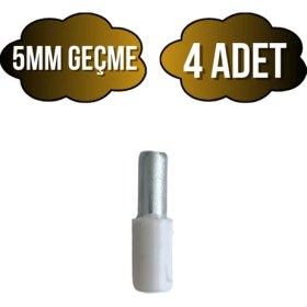 Resim DS Yapı Metal Beyaz 5mm Geçme Raf Pimi Dolap Raf Altı Pimi(5mm)(Metal)(Beyaz) 