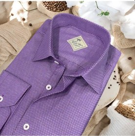 Resim Pamuklu Oxford Uzun Kollu Unisex Gömlek Slim Fit -9490 Mor 