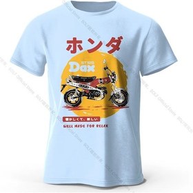 Resim Bolf Retro Bisiklet Sanat Tişört %100 Premium Pamuk Slim Fit El Boyalı Motosiklet Baskılı Tişört - Sürüş Tutkunları İçingökyüzü Mavi 