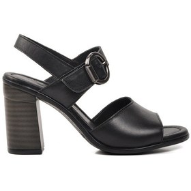 Resim Voyager 9750 Siyah Hakiki Deri Kadın Topuklu Sandalet 001 