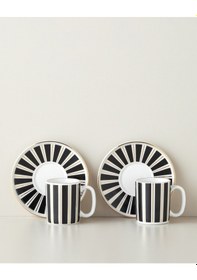 Resim English Home Luxe White Bone Porselen 4 Parça 2 Kişilik Kahve Fincan Takımı 90 Ml Siyah-beyaz-gold Siyah-beyaz-gold 