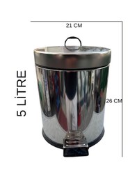 Resim 5 Litre Krom Paslanmaz-pedallı Çöp Kovası Krom 