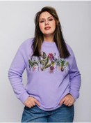 Resim Freevolno Kadın Oversize Büyük Beden Sweatshirt 423459603 Pembe 