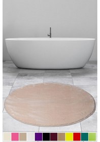 Resim Elite Vizon 100x100 Cm Yuvarlak Peluş Banyo Paspası Kaymaz Taban Vizon 