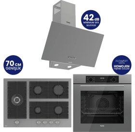 Resim Ferre Flowart Digital 5 Gözlü Gri Cam Ankastre Set QBL63CPR+BL138+D088SA 