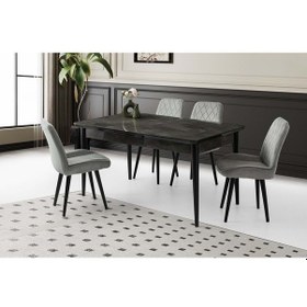 Resim Irony Mobilgen Fulya Sandalye 160+37 Kelebek Tekno Kenar Hg Açılabilir Masa Takımı Siyah 