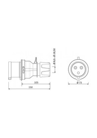 Resim Bemis 3X32A Düz Seyyar Erkek Fiş IP 44 220 Volt BC1-3403-2011 