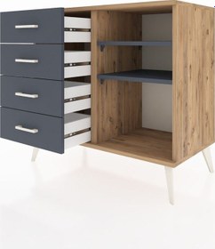 Resim Hyperion Şifonyer 2 Raflı 4 Çekmeceli 88x44x80 Çam-antrasit Antrasit 